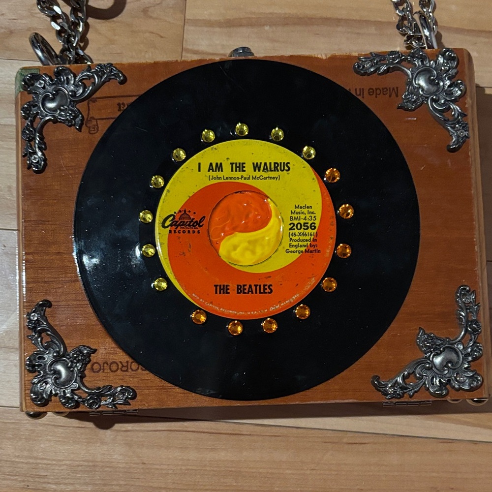 The Beatles Record Design Handbag with Black and Orange - Picture 2 of 5